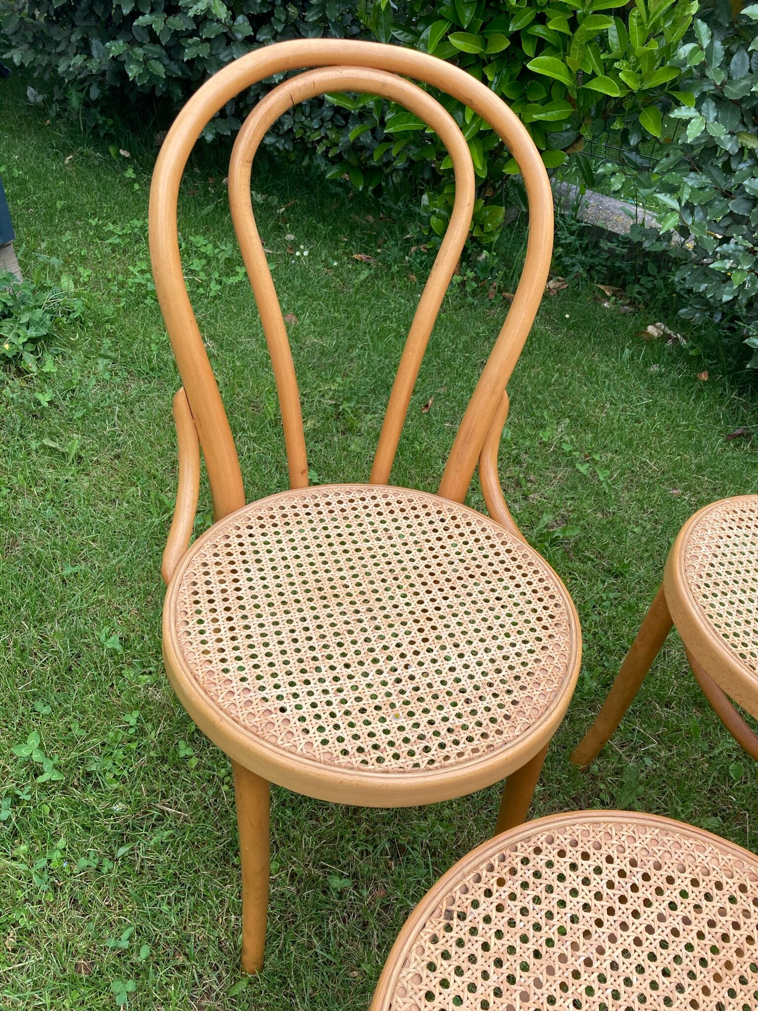 Set of 4 bistro chairs cannage honey color