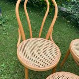 Set of 4 bistro chairs cannage honey color