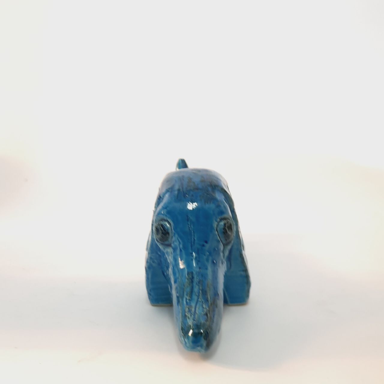 Dachshund dog statue, vintage, by Aldo Londi for Bitossi, Rimini blue series.