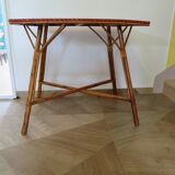 Wooden, bamboo and rattan game table, 1960s