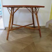 Wooden, bamboo and rattan game table, 1960s