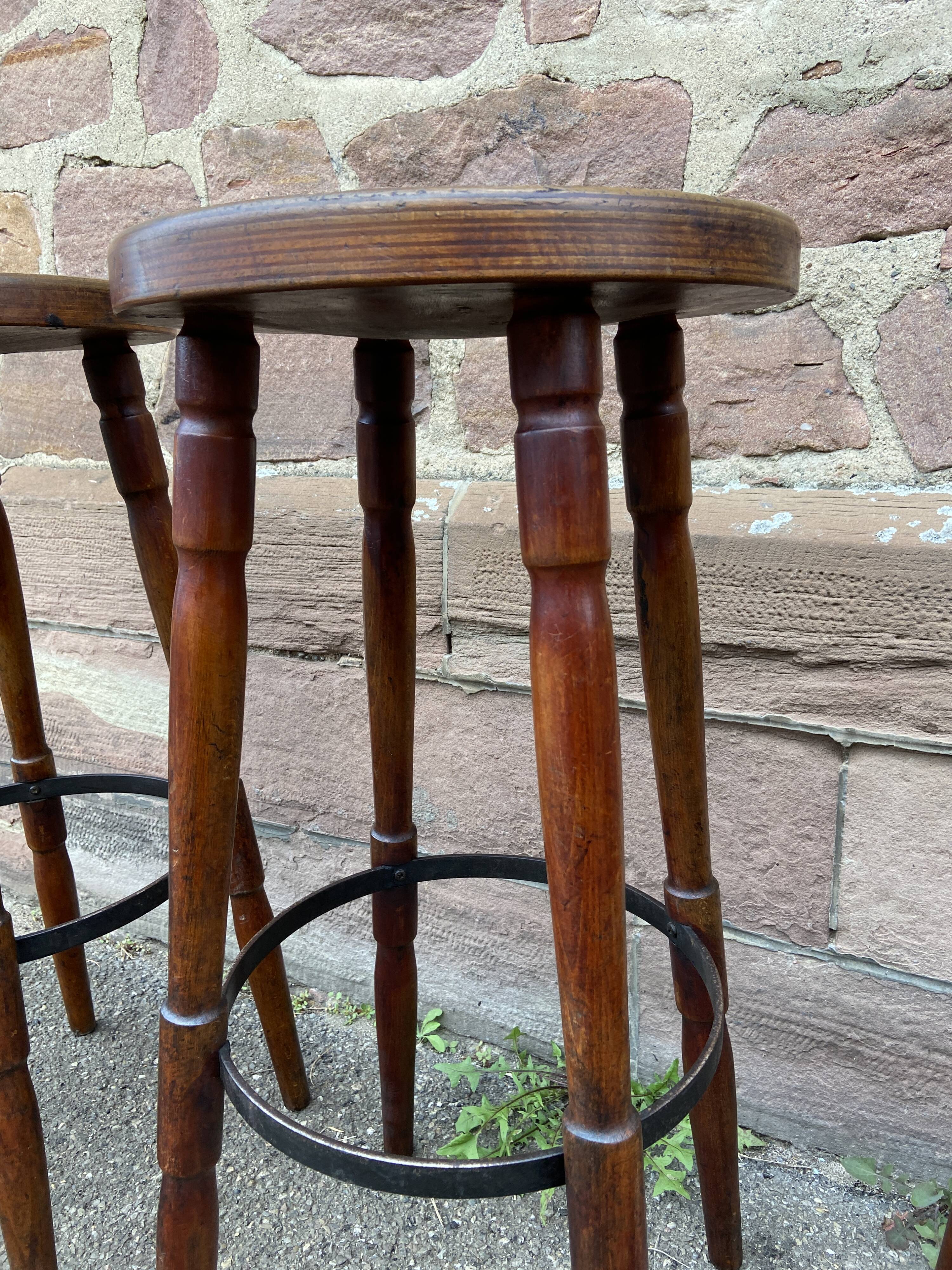 Set of 4 bar stools restaurant pub tavern bentwood art deco 1950-1960