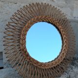 Vintage wicker round mirror 37cm
