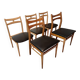 5 Scandinavian style chairs, wood and black faux leather.