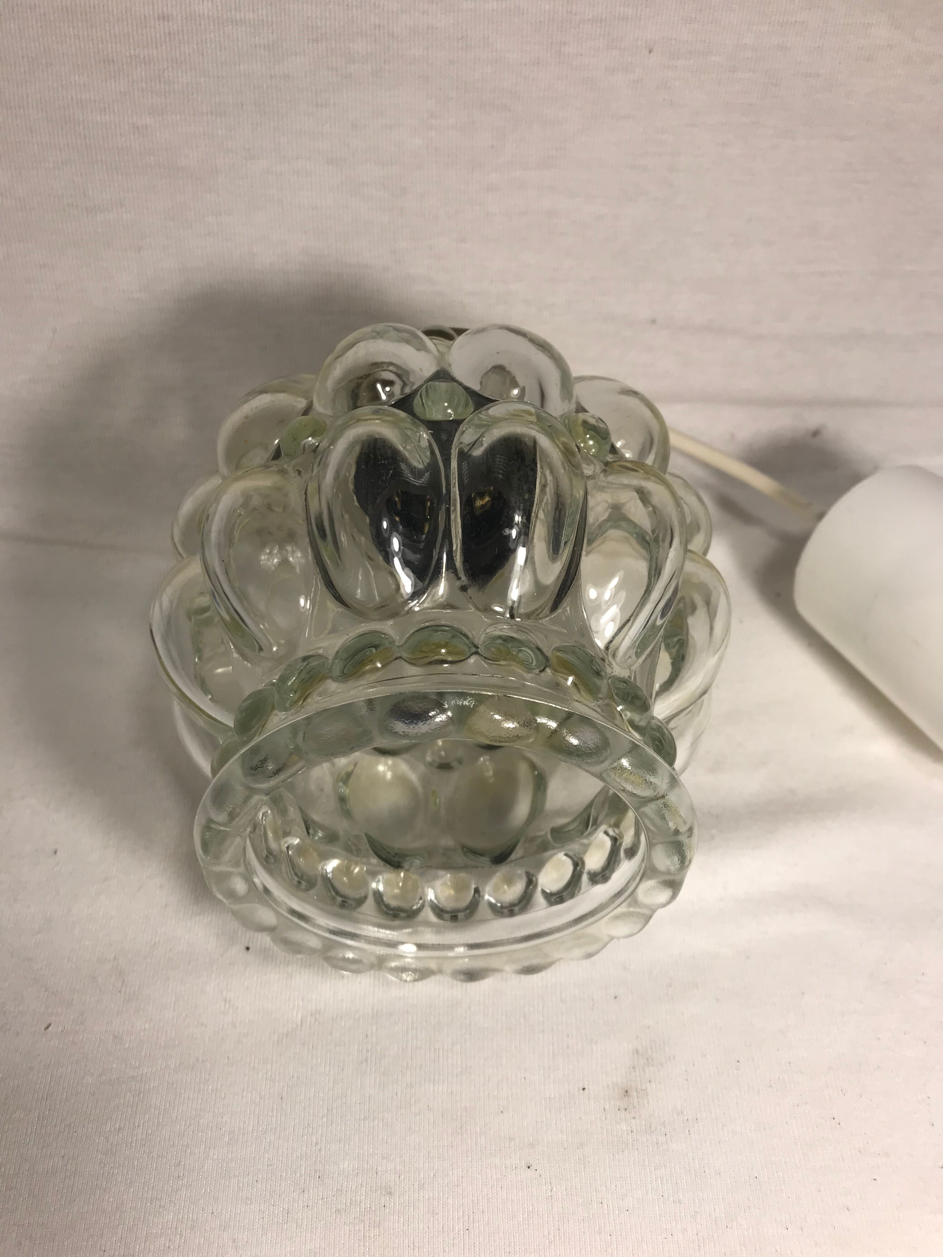 Suspension chandelier ceiling light glass molded 70s vintage