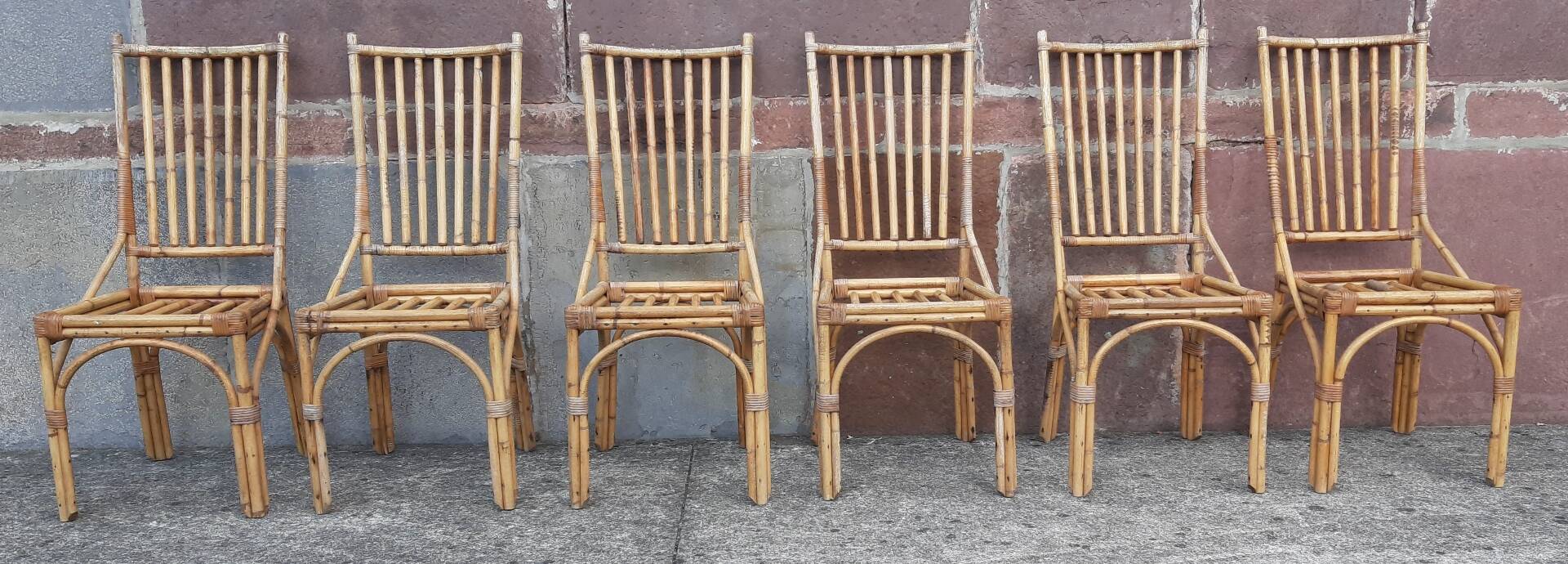 Chaises en bambou et rotin (lot de 6)