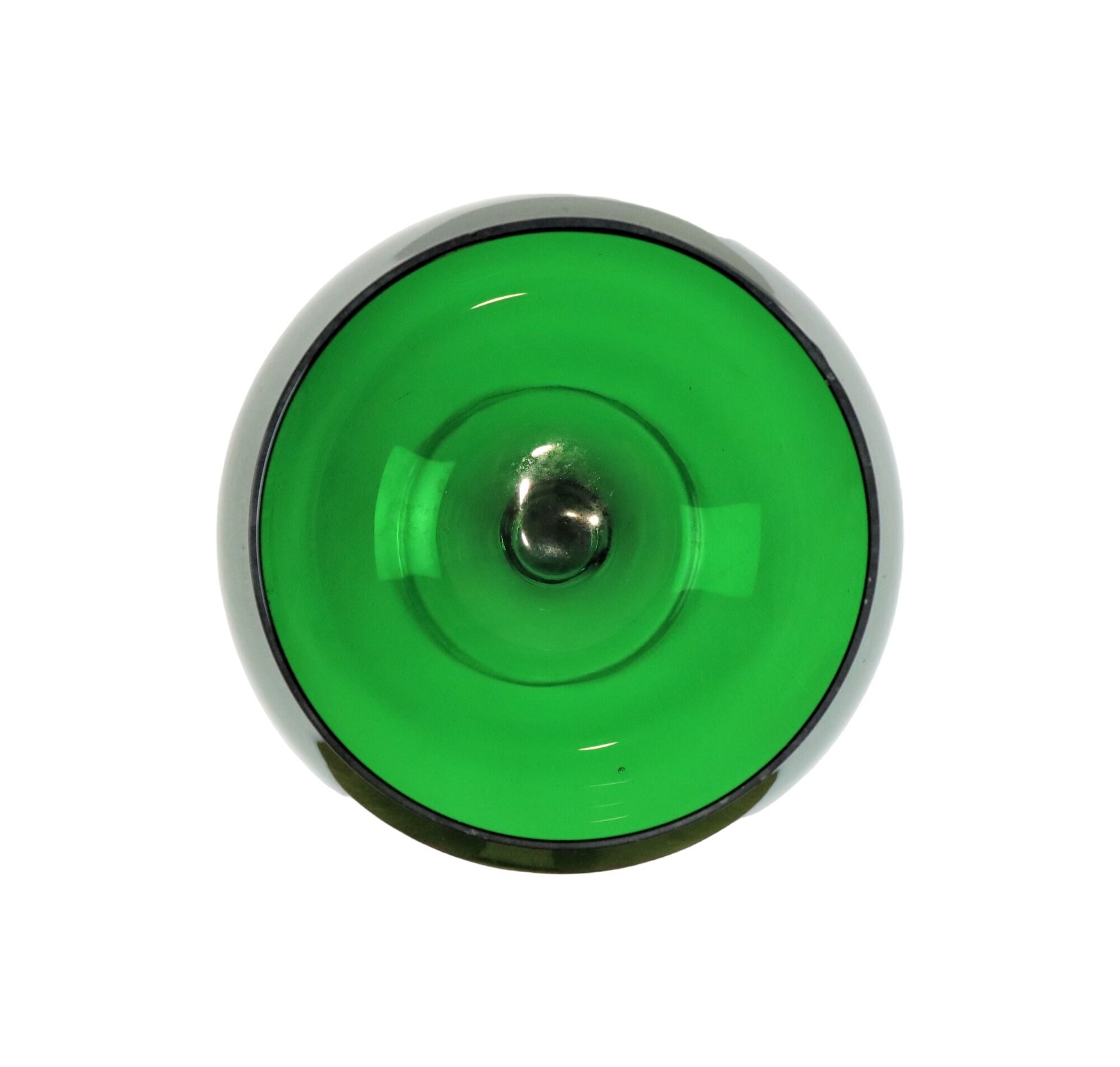 Grand vase en verre vert vintage 'brandy glass' soufflé à la bouche 26cm
