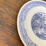 Large blue and white porcelain plate 20th art nouveau