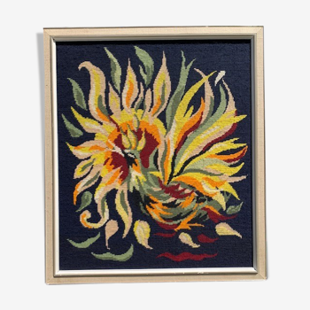 Tapisserie vintage oiseau phenix 64 x 55 cm laine