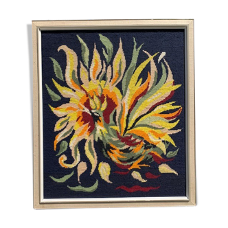 Tapisserie vintage oiseau phenix 64 x 55 cm laine