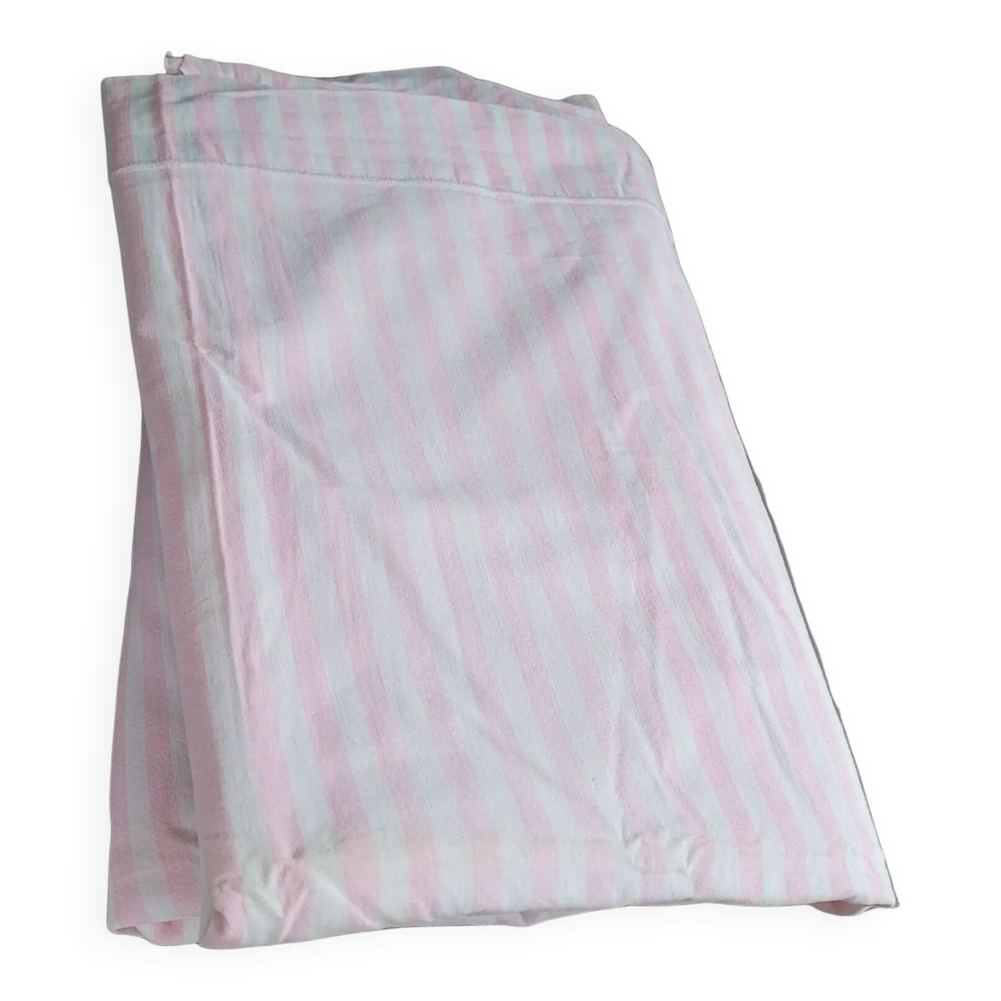 Antique sheet, piece of fabric, 260x170cm, pink and white stripes