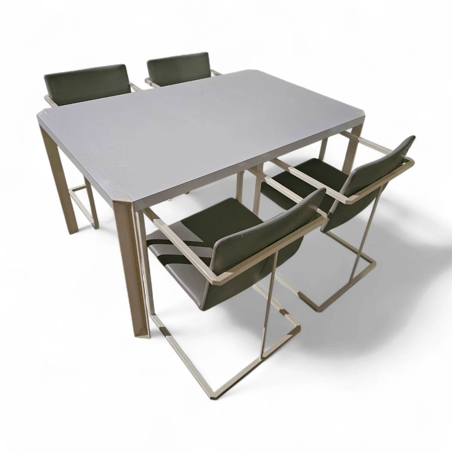 4 x Pierre Mazairac & Karel Boonzaaijer, Hennie de Jong int, grey fabric, white steel, 1970s