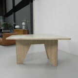 Travertine dining table, 130 x 129 cm