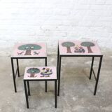 Nesting tables - metal and ceramic from Dour 1960