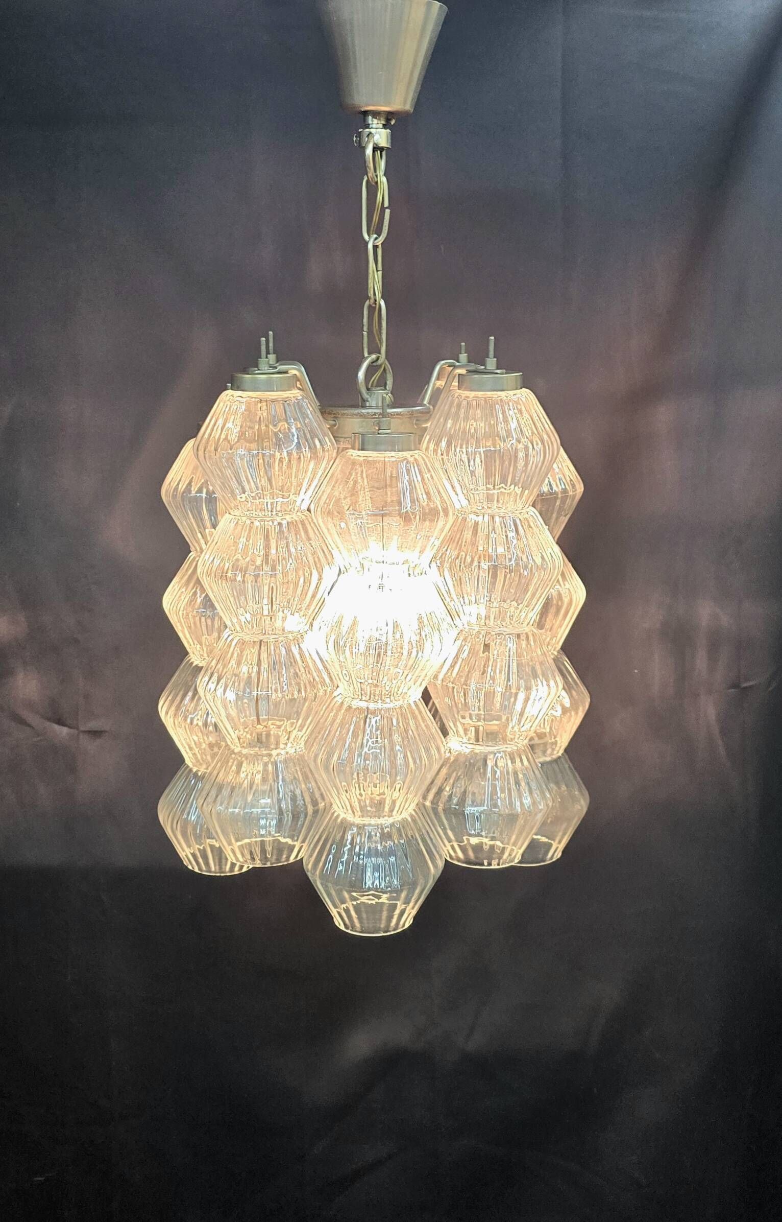 Vintage chandelier by Carlo Scarpa for Venini Murano in blown glass – Italy