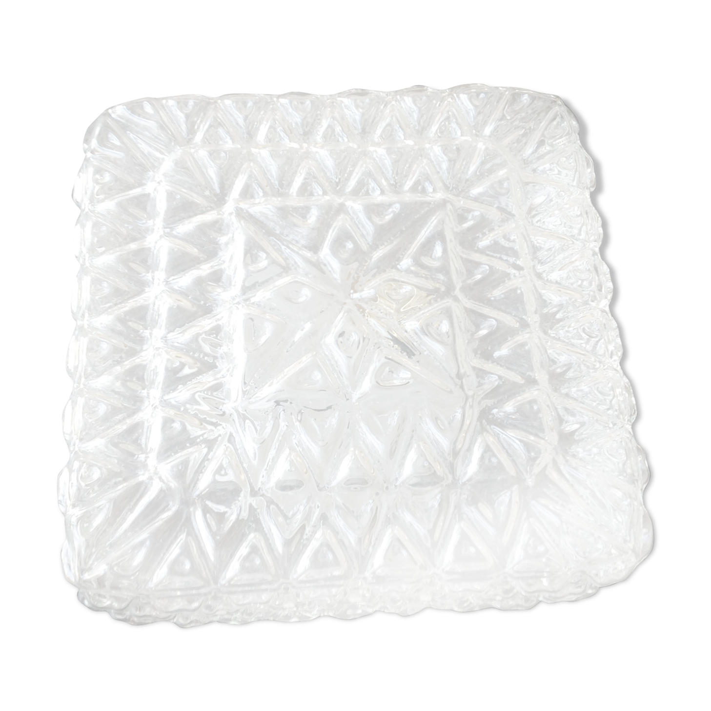 Vintage 60-70s structured glass square ceiling light