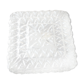 Vintage 60-70s structured glass square ceiling light
