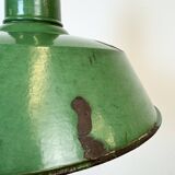 Grande Lampe à Suspension Industrielle en Émail Vert de Revo, 1940s