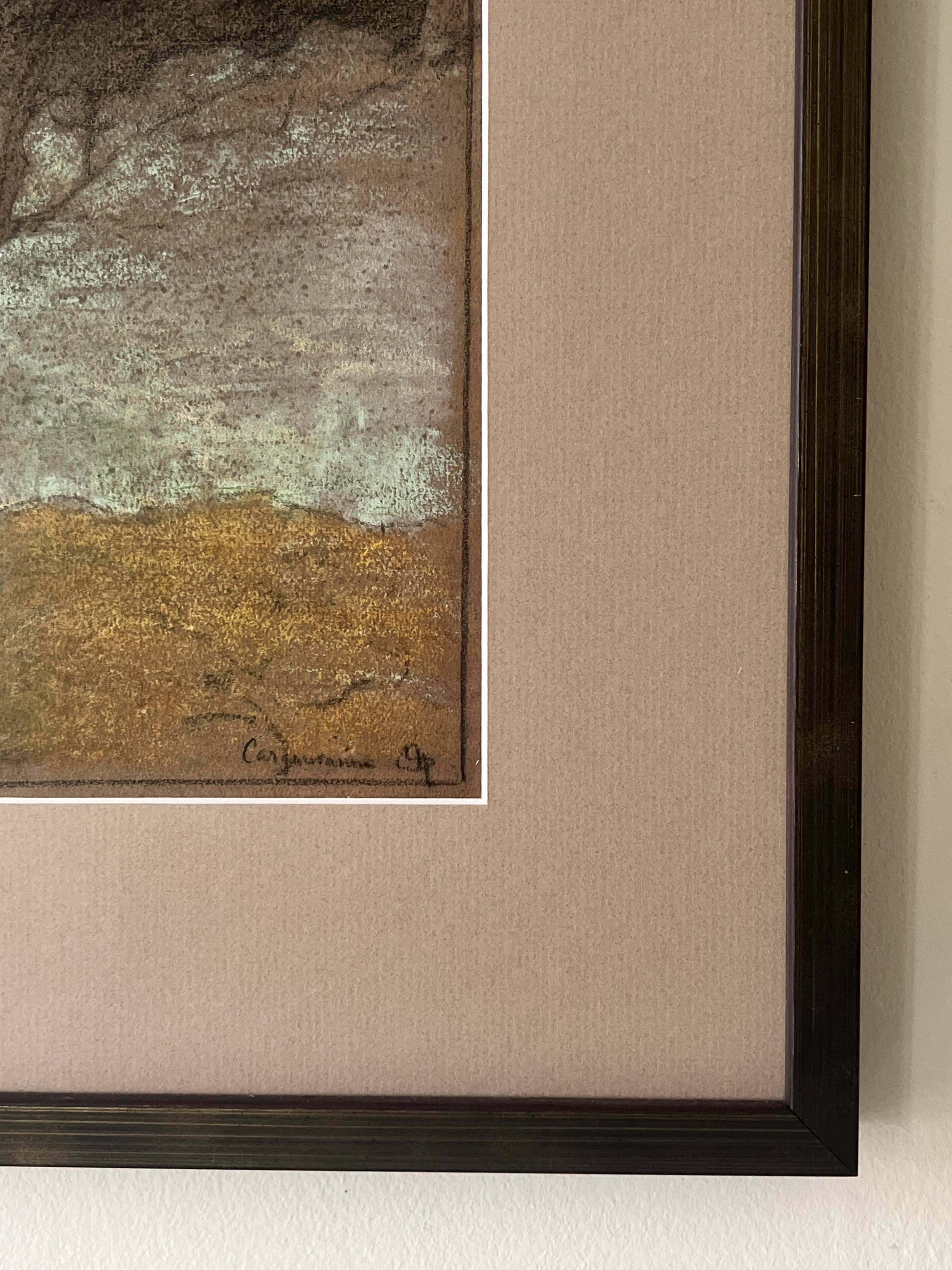 Pastel landscape under glass signed Henri Marchal
