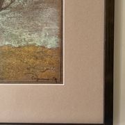 Tableau paysage en pastel sous verre signé Henri Marchal