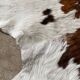 Cowhide carpet white and brown 1970 230 x 219
