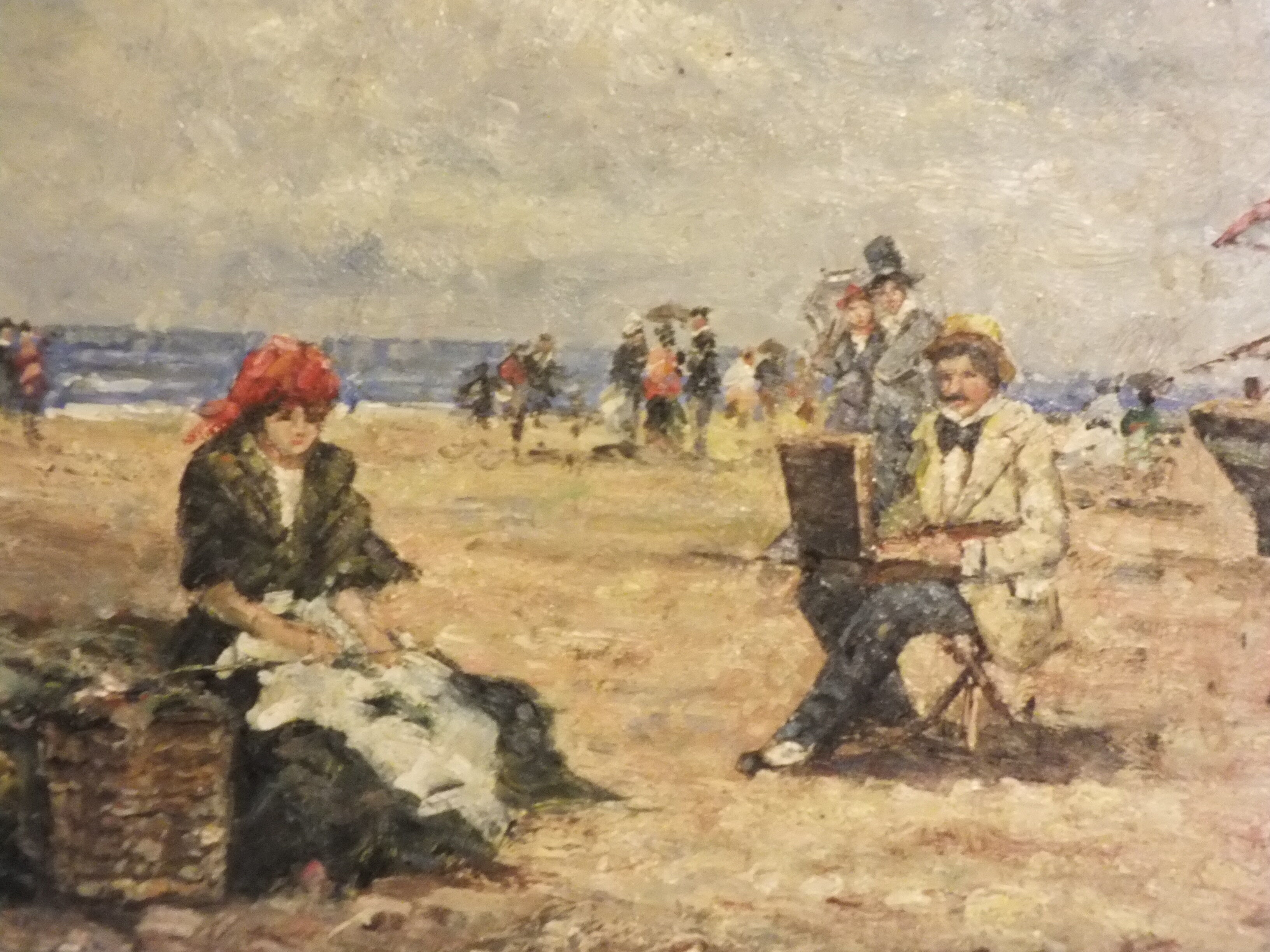 Impressionist painting after Francesco Miralles Y Galup - seaside 1900