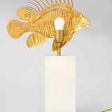 Lampe poisson rascasse en laiton doré, circa 1950