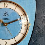 Vintage formica clock silent wall clock "DAM Electric Blue"