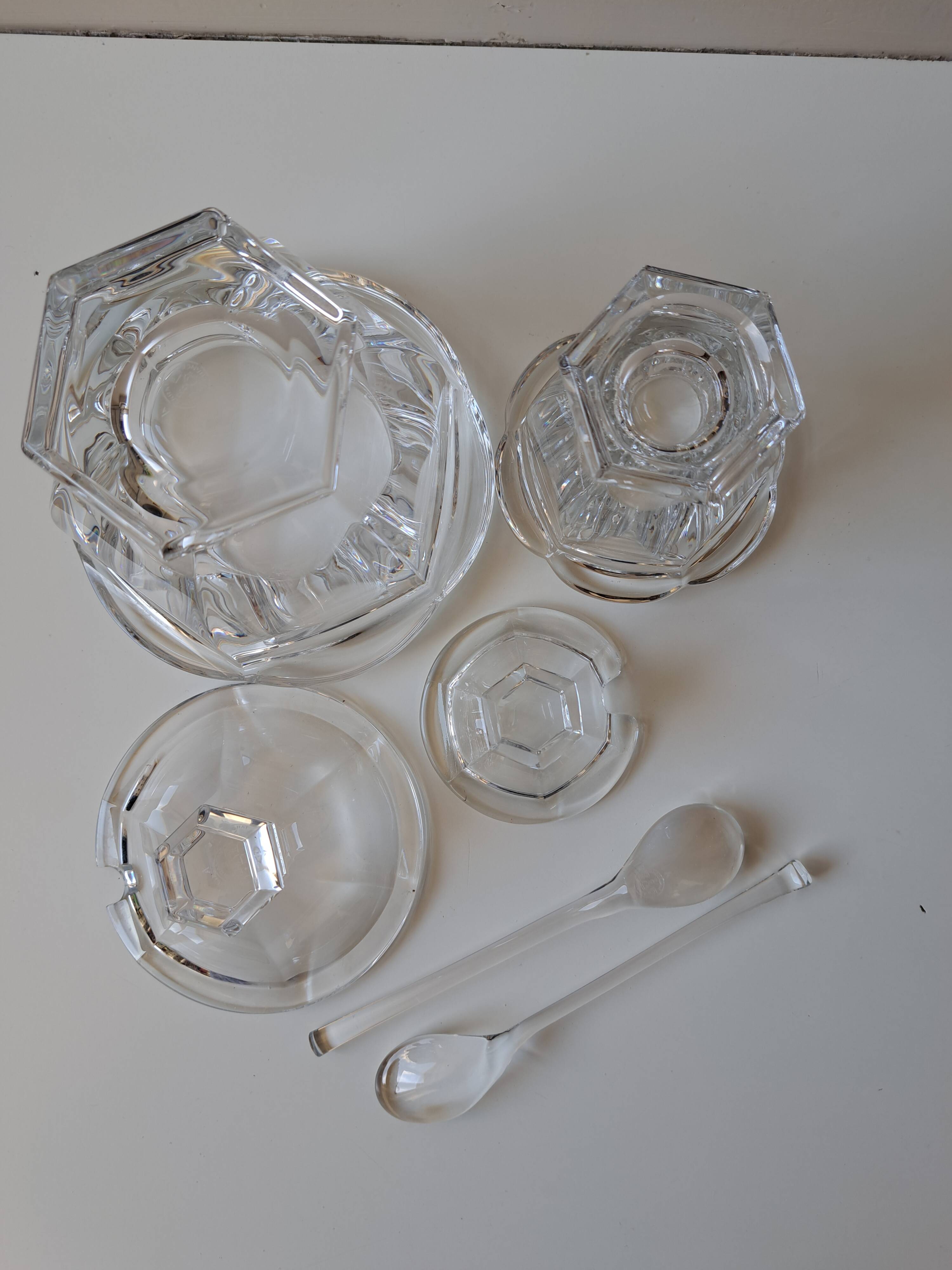 Set of a Harcourt Baccarat mustard and sugar bowl