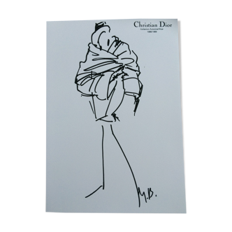 Presse fashion sketch - autumn winter collection 1988/1989, Christian Dior
