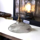 Vintage holophane glass pendant light