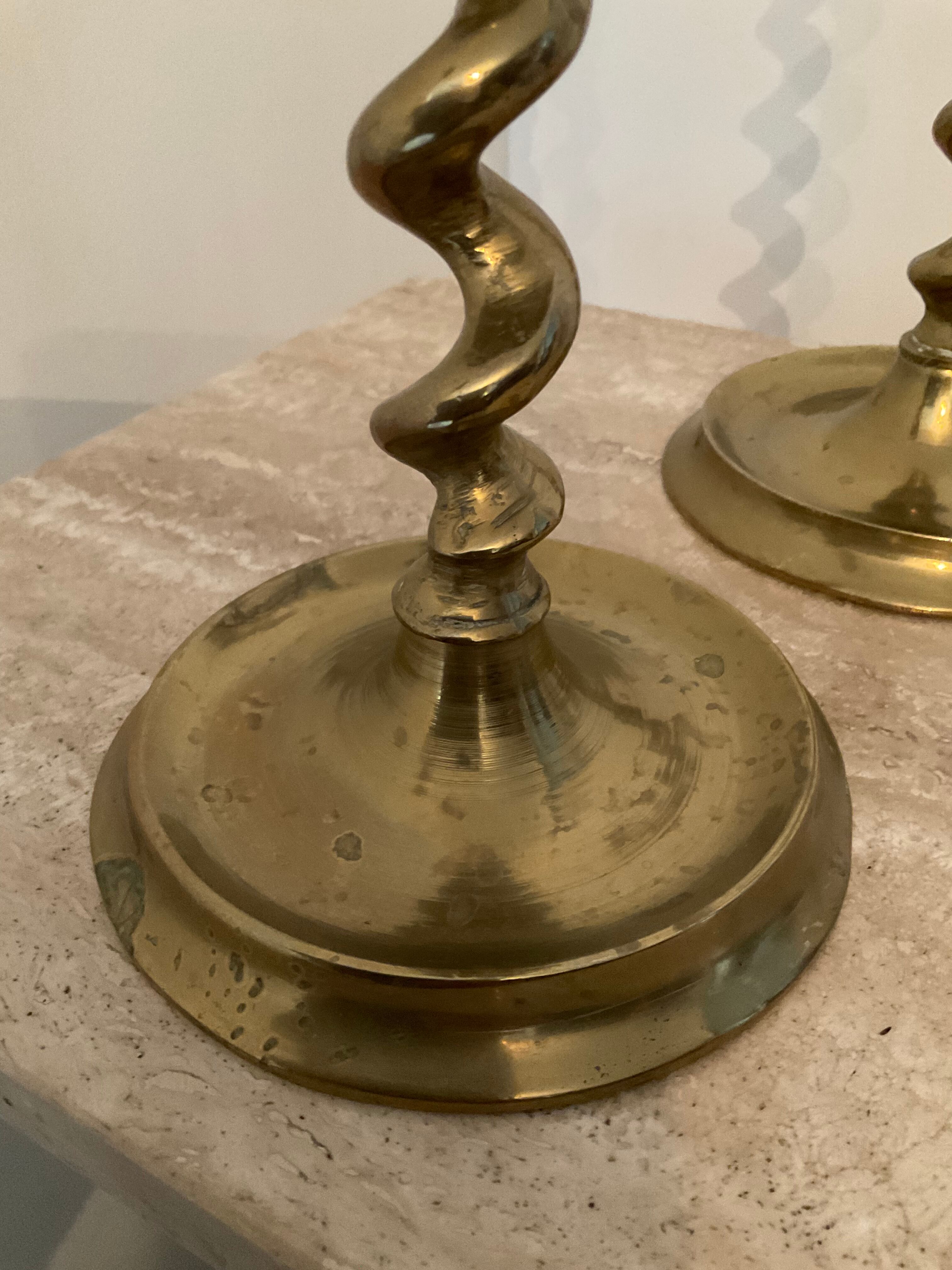 Pair of bronze torch candlesticks 1900