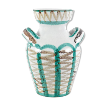 Robert Picault - Grand vase à anses en céramique signé, France vers 1950