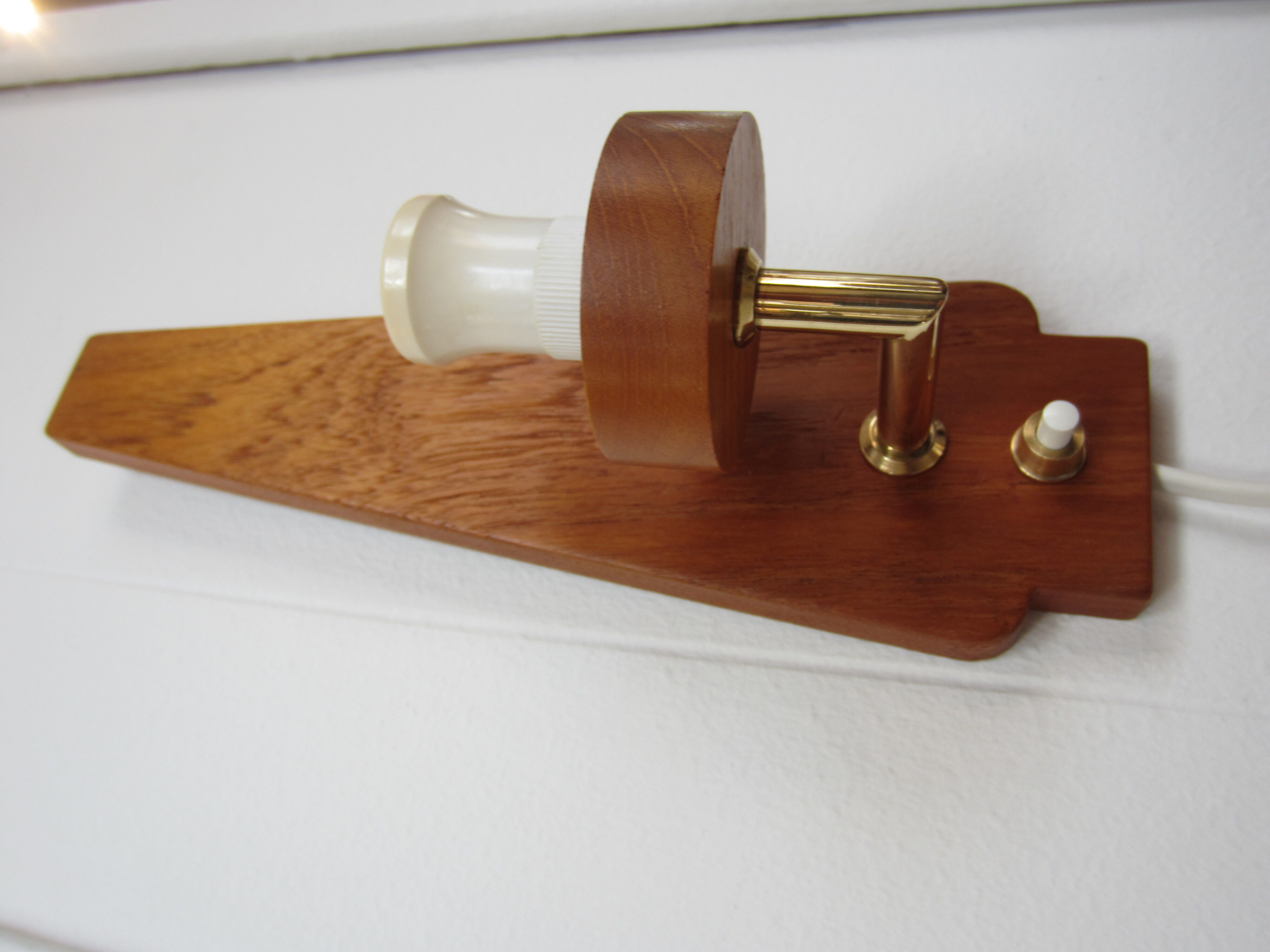 Scandinavian teak and glass wall lamp