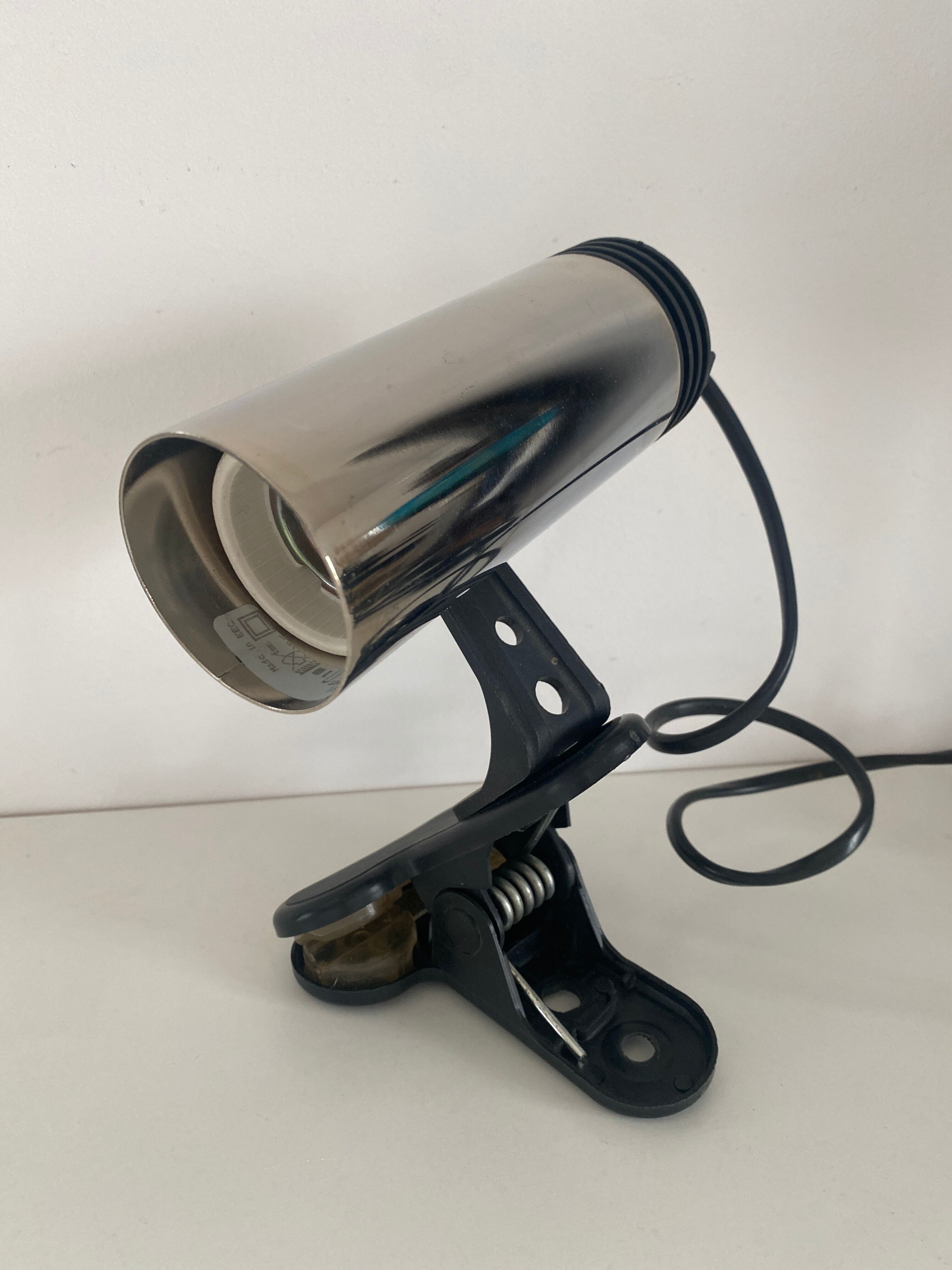 Lampe spot à pince vintage chromée