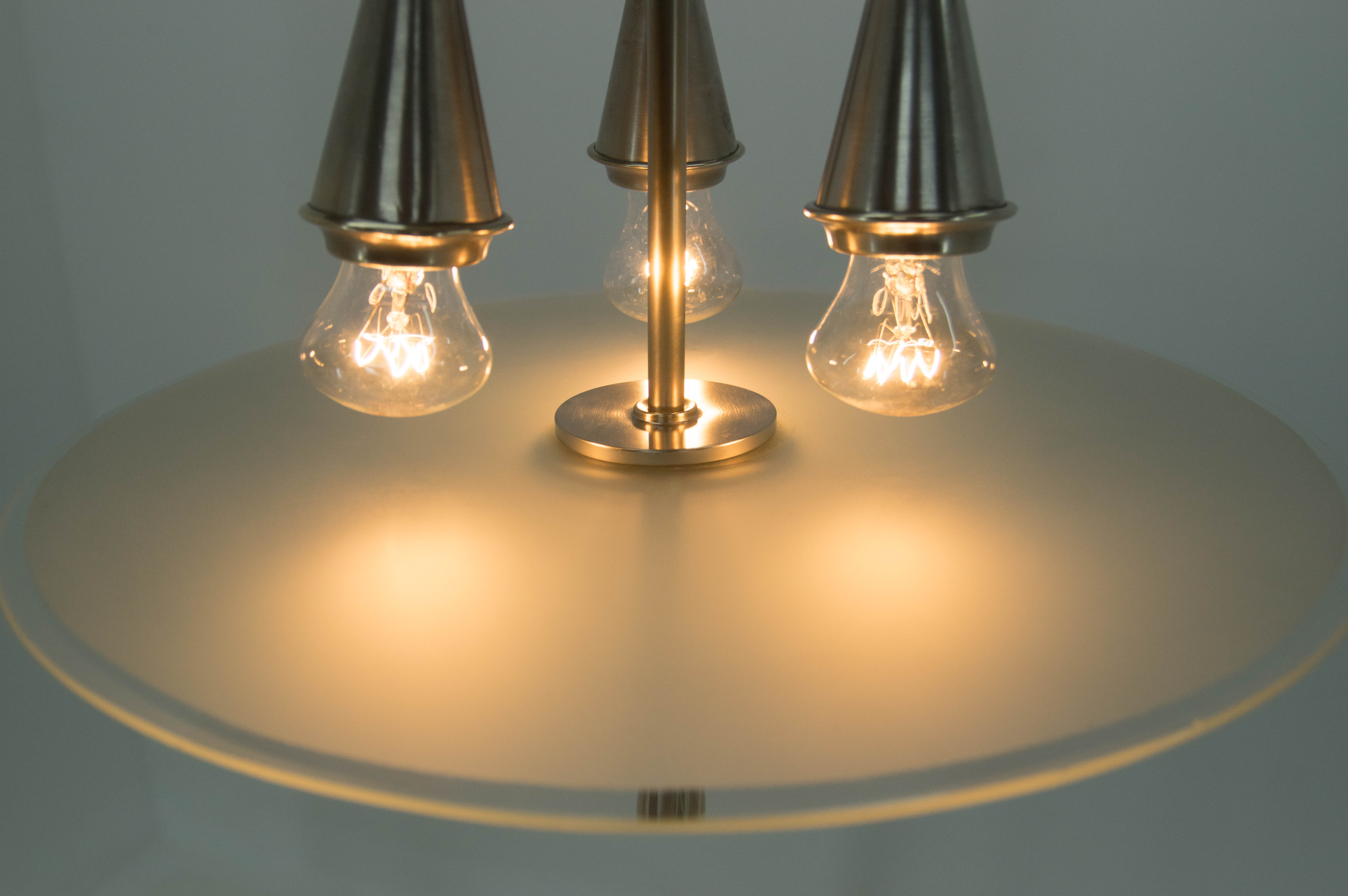 Art Deco Nickel-plated Chandelier, 1920s