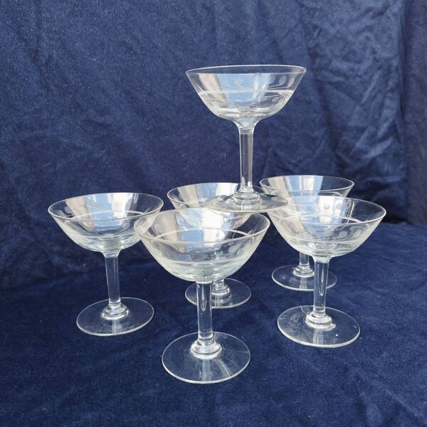 7 coupes champagne verre frise ciselée