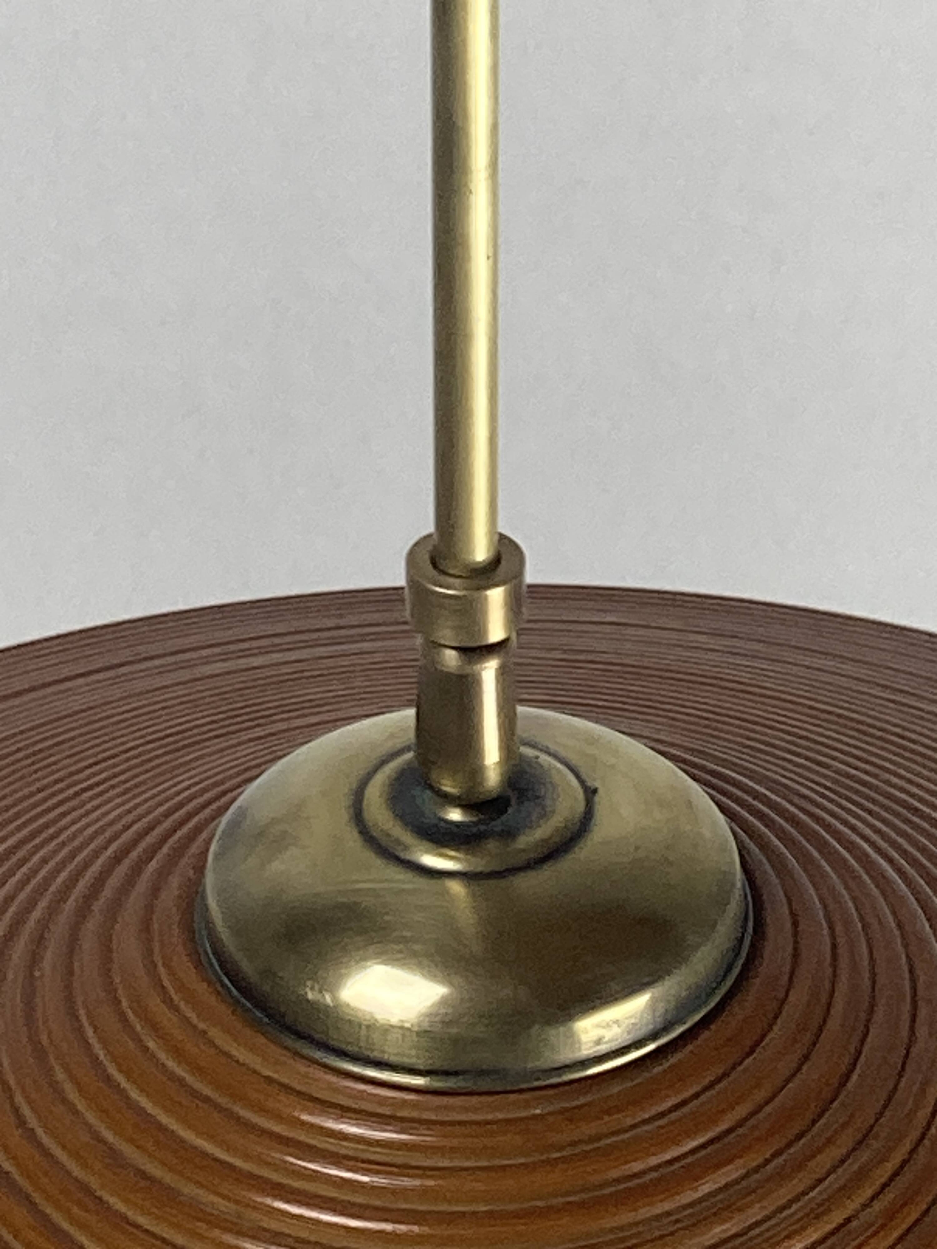 Pencil Split Reed, Rattan, Bamboo & Brass hanging Pendant Lamp, 1970s