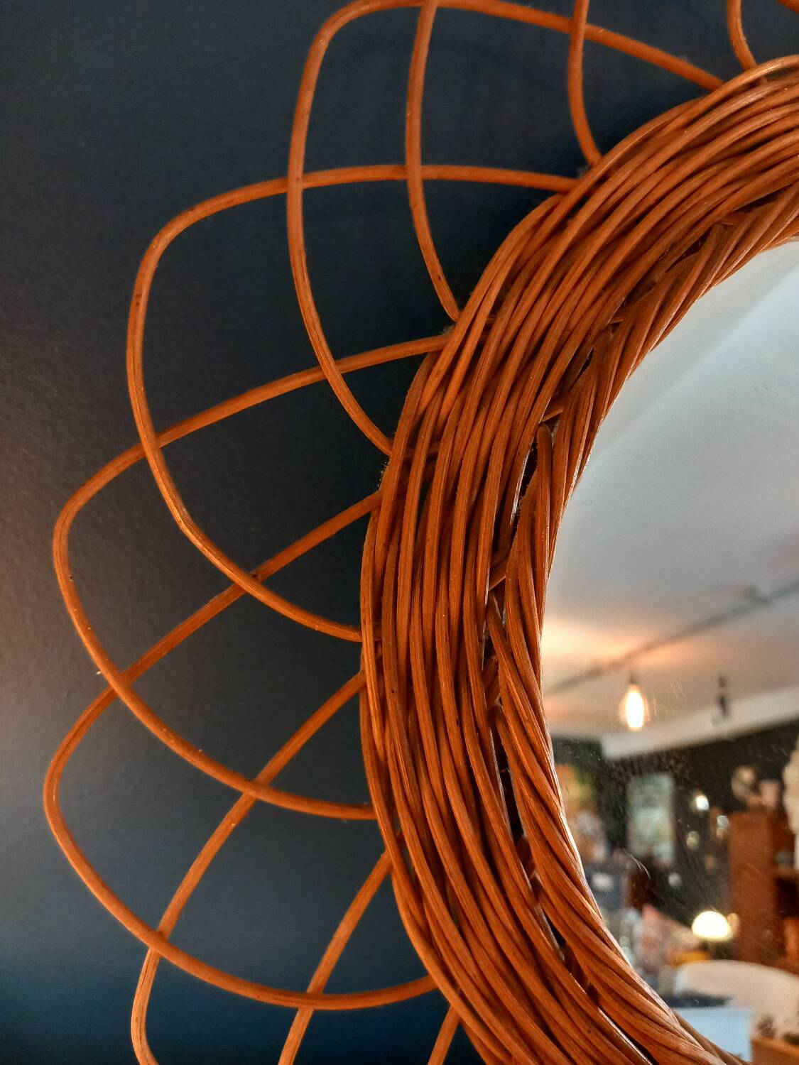 Sun mirror. Rattan .vintage