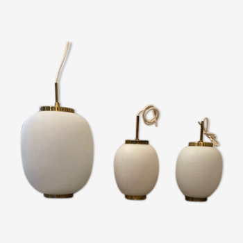 Bent karlby's "kina" glass and brass hanging series for lyfa - 1950