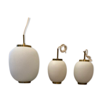 Bent karlby's "kina" glass and brass hanging series for lyfa - 1950
