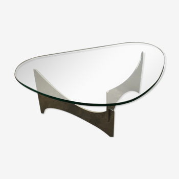 Glass and metal coffee table