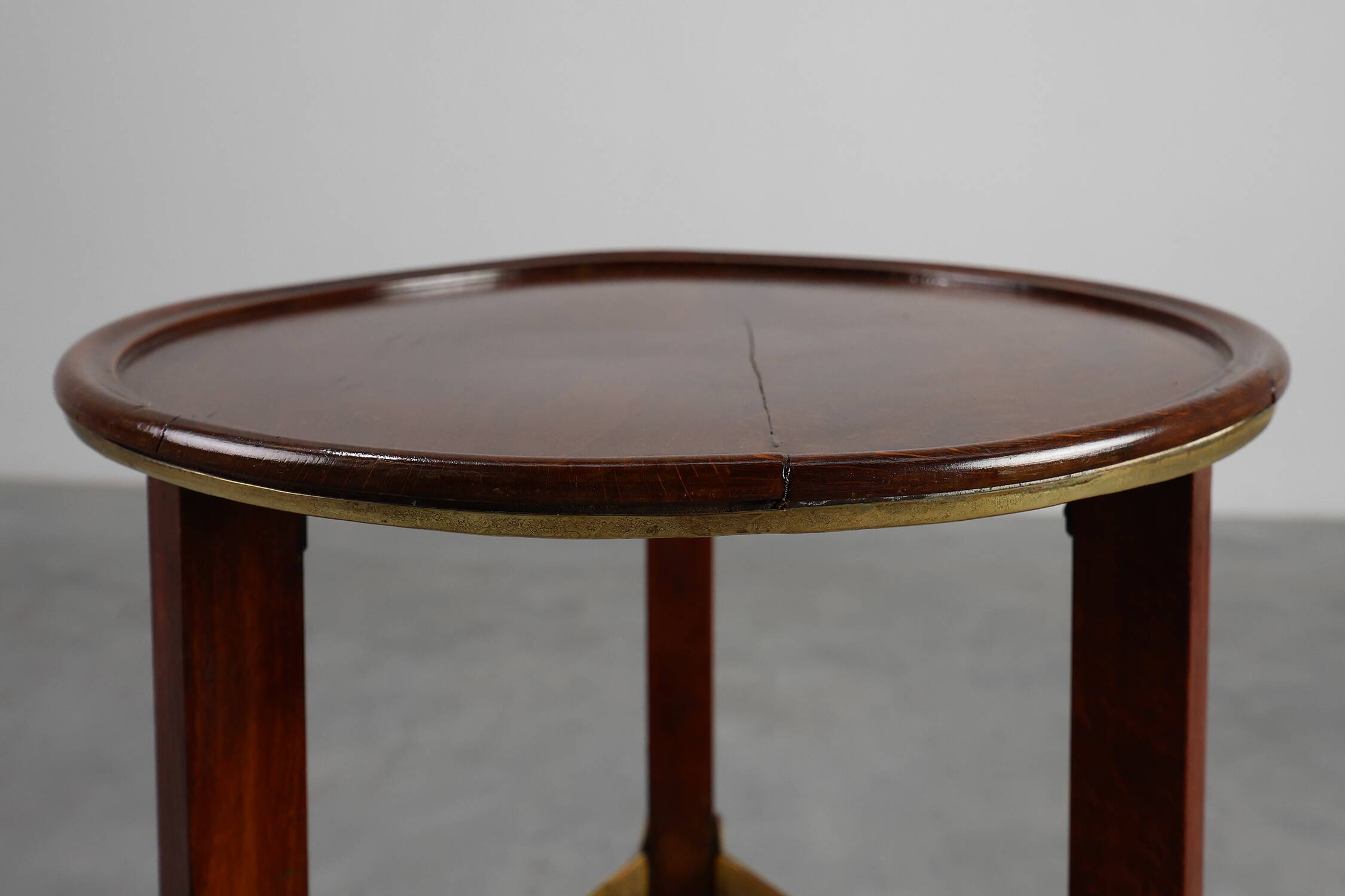 Art Nouveau Pedestal in wood and brass, Belgium, ca. 1910