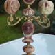4-branch onyx and brass chandelier/candelabra