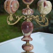 4-branch onyx and brass chandelier/candelabra