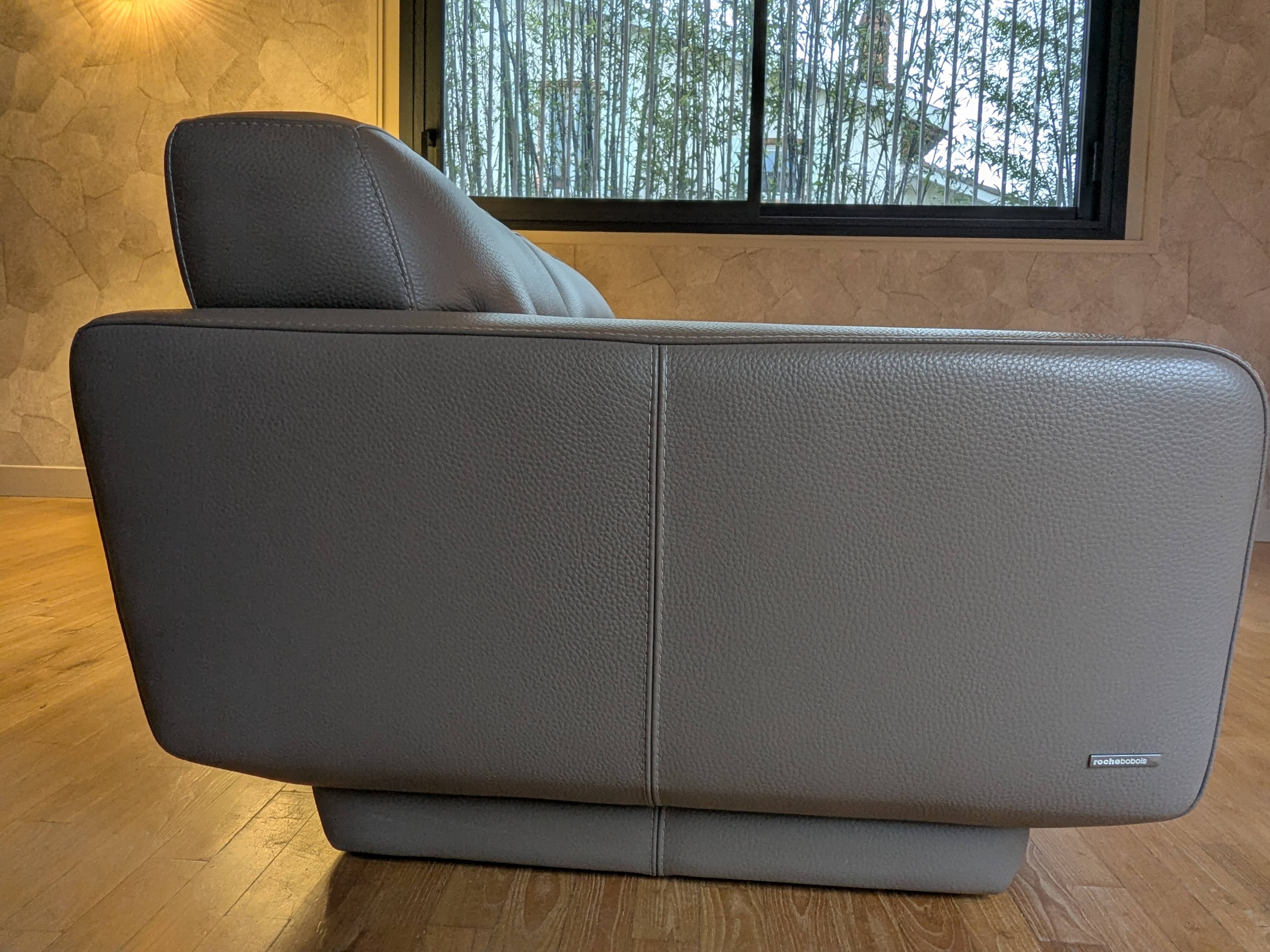 Grey leather sofa Rochebobois