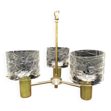 3-light tulip chandelier in gold plexiglass and plastic