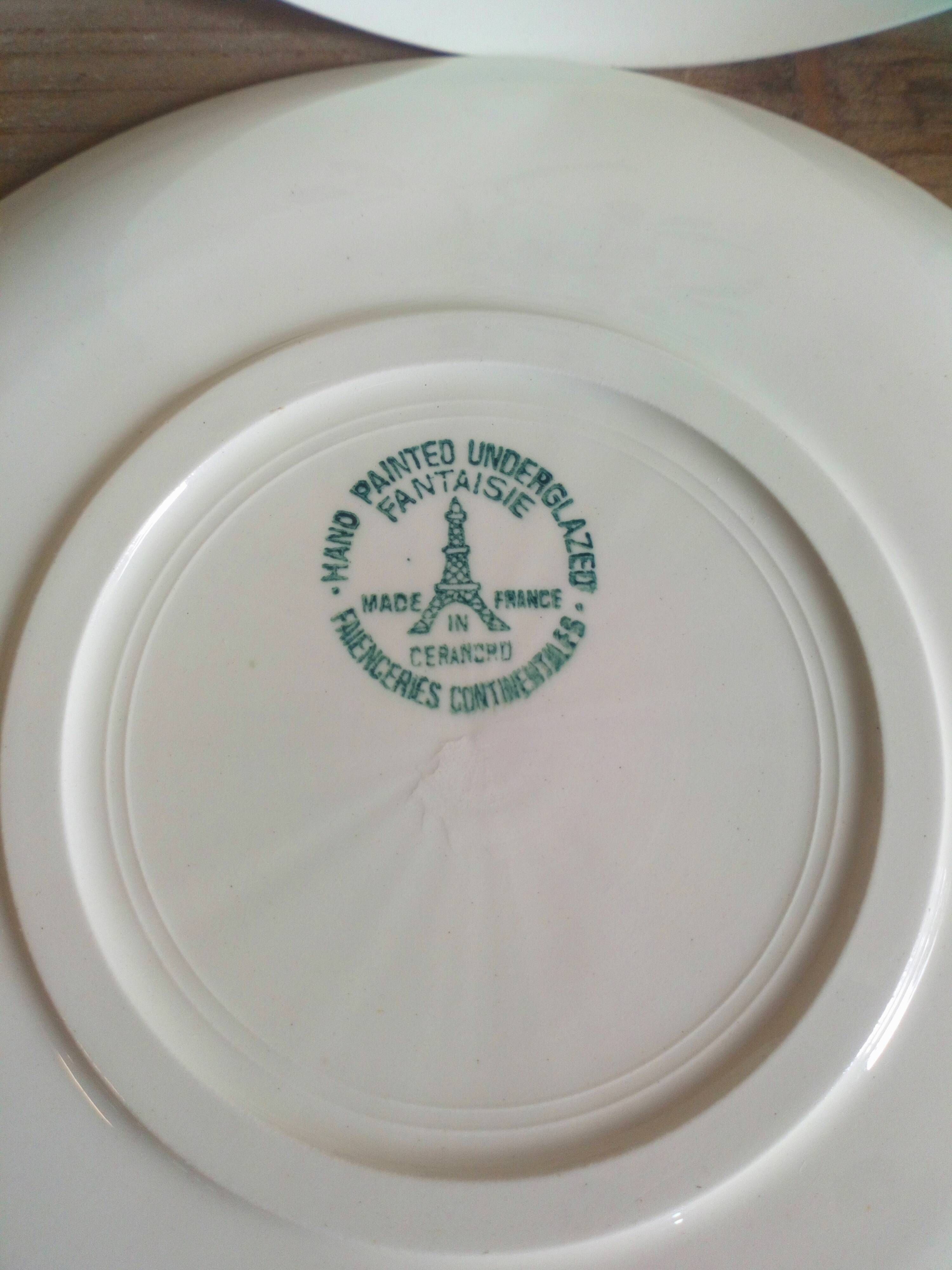 Five flowery dessert plates from continental earthenware