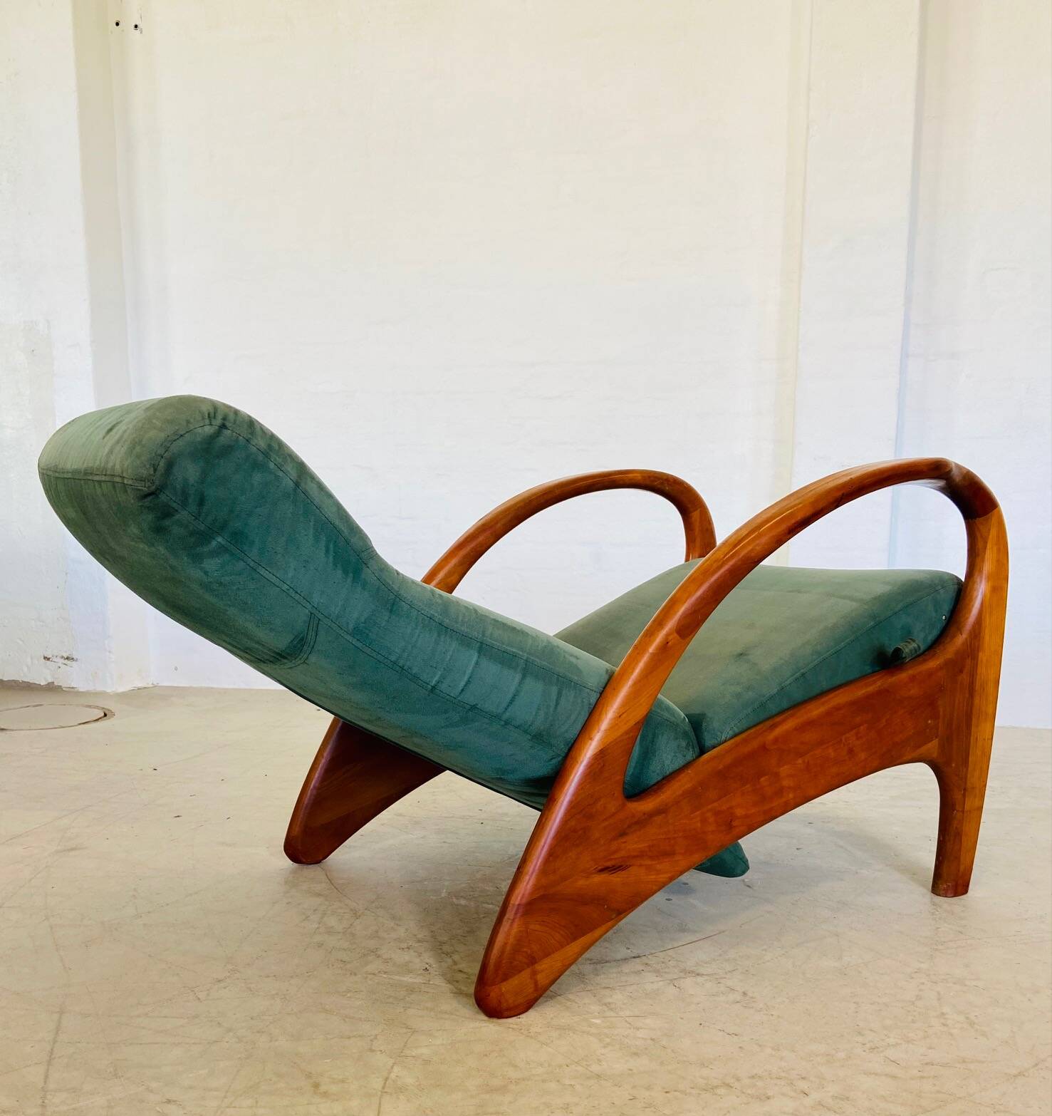 Fauteuil et tabouret vintage danois Holserbro Møbelfabrik en daim vert