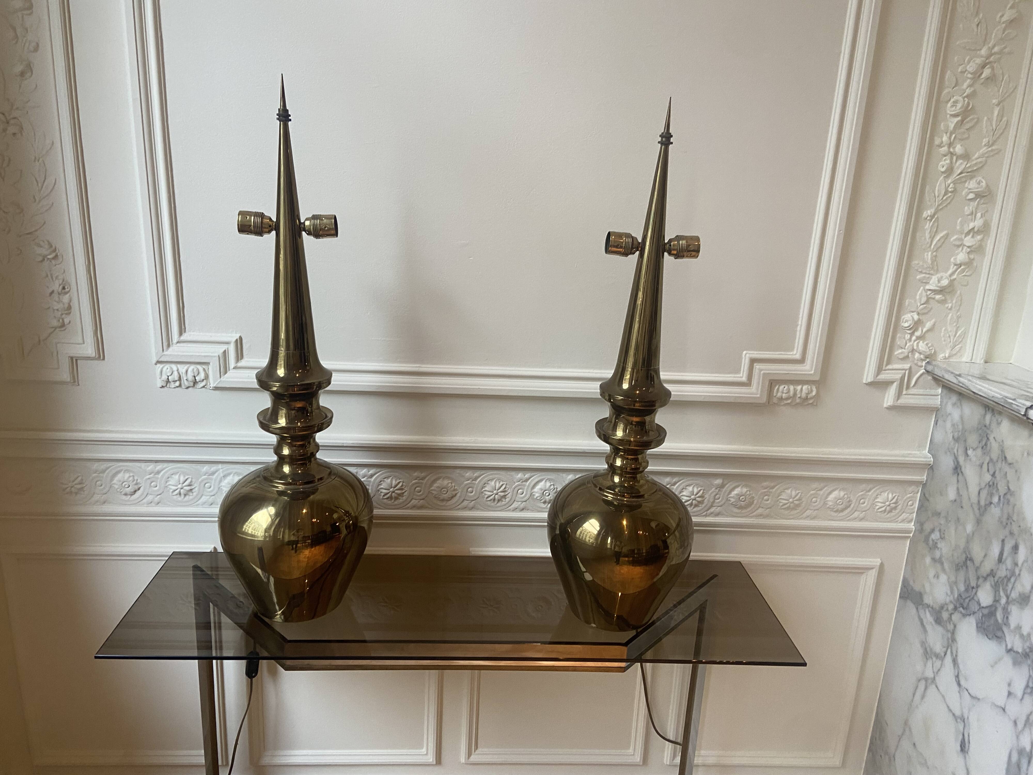 Pairs of lamps in copper metal 1980s